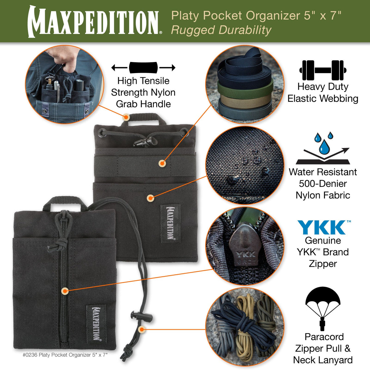 Maxpedition Platy OD Green Pocket Organiser 5" x 7"
