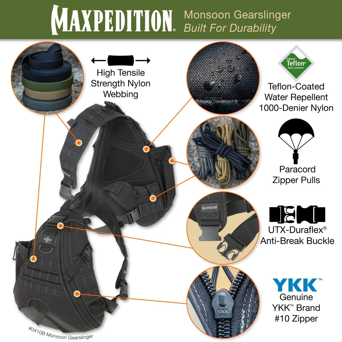 Maxpedition Monsoon Black Gearslinger 16L