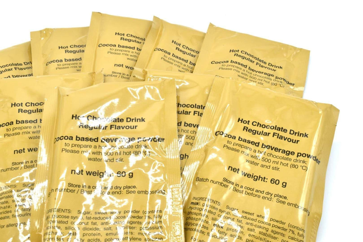 10 x British Military Ration Pack Hot Chocolate Sachets - 60g Each