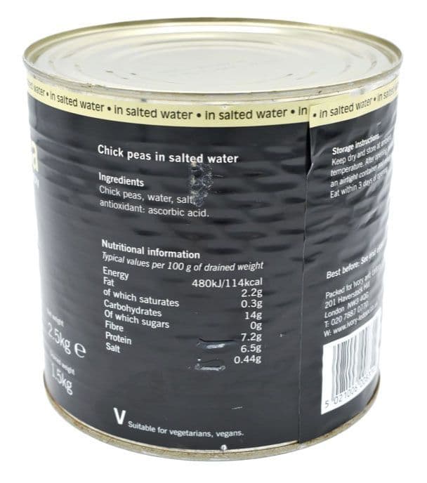 2.5kg Canned Chickpeas - Bulk Food Ration Storage