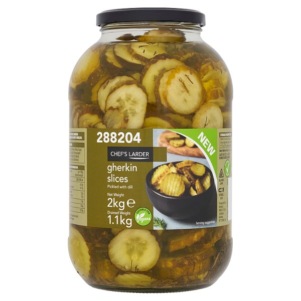 2kg Chef's Larder Gherkin Slices - Bulk Food Ration Storage