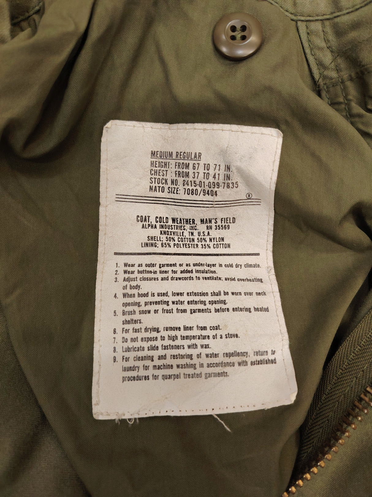 US Military Alpha Industries M65 Cold Weather Jacket