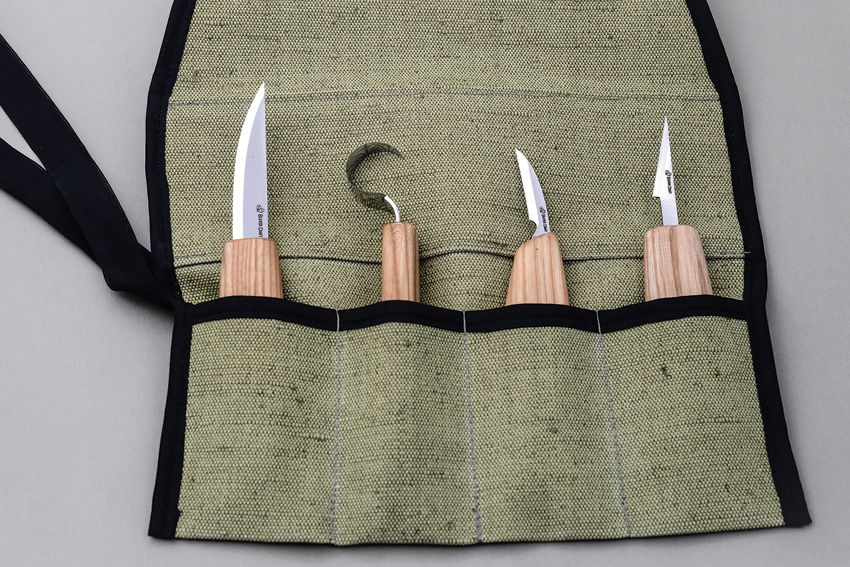 Beavercraft 4 Knife Set with Tool Roll