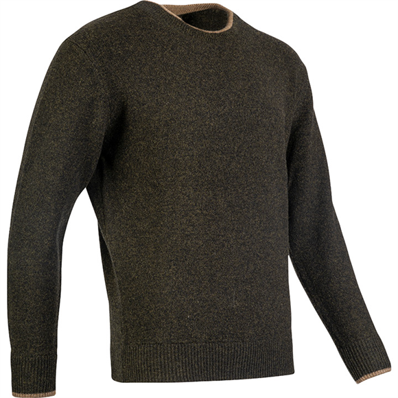 Jack Pyke Ashcombe 100% Lambswool Crewknit - Dark Olive