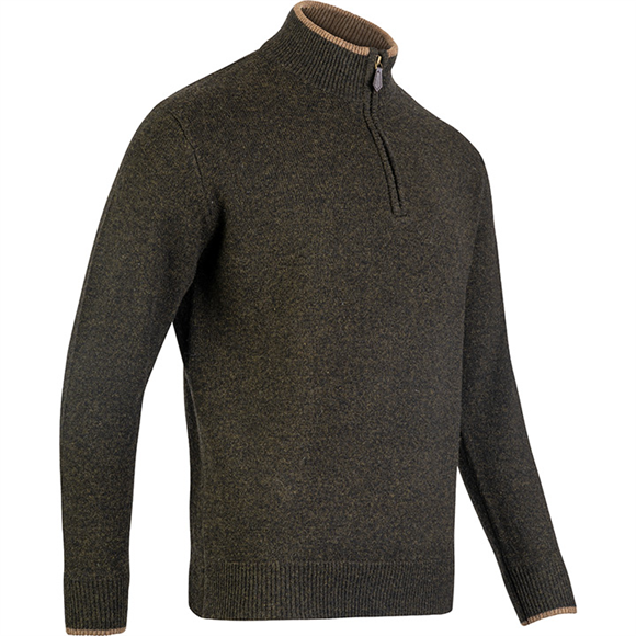 Jack Pyke Ashcombe 100% Lambswool Zipknit - Dark Olive