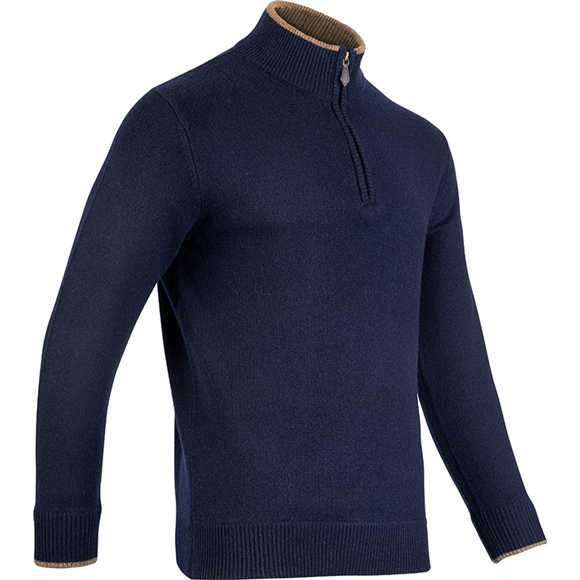 Jack Pyke Ashcombe 100% Lambswool Zipknit Pullover - Navy