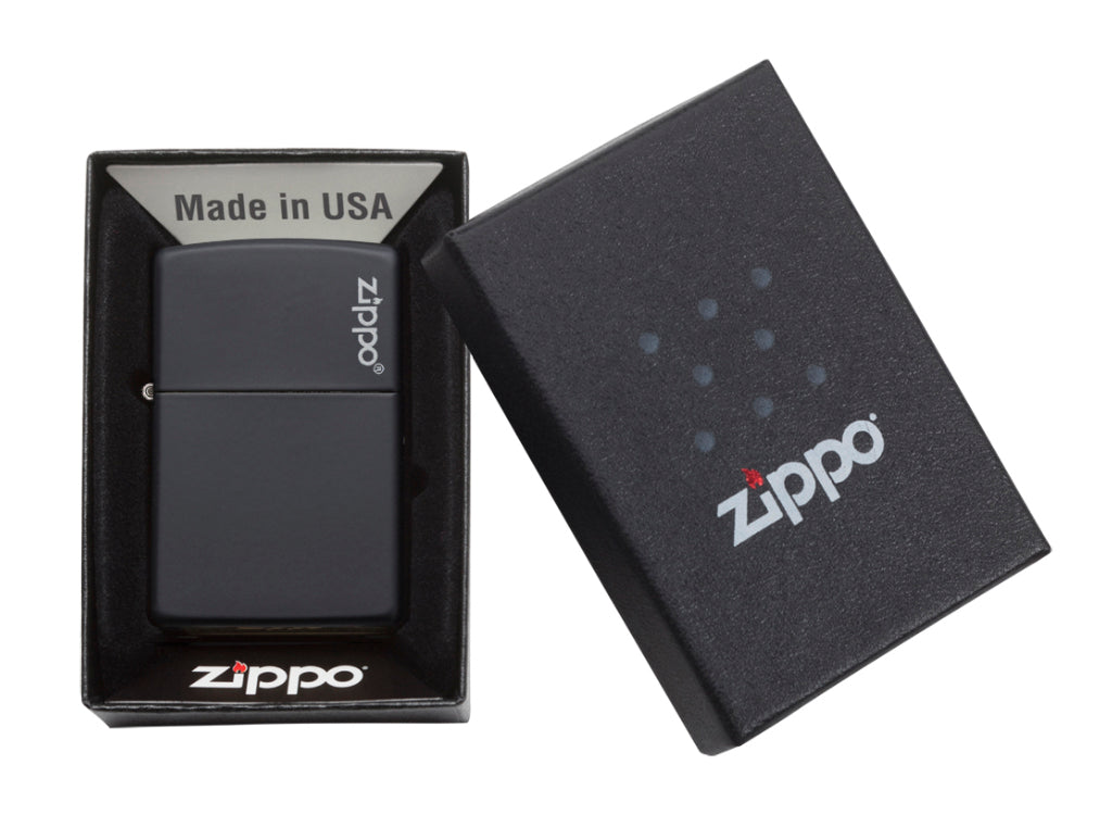 Zippo Classic Black Matte Lighter with Zippo Logo