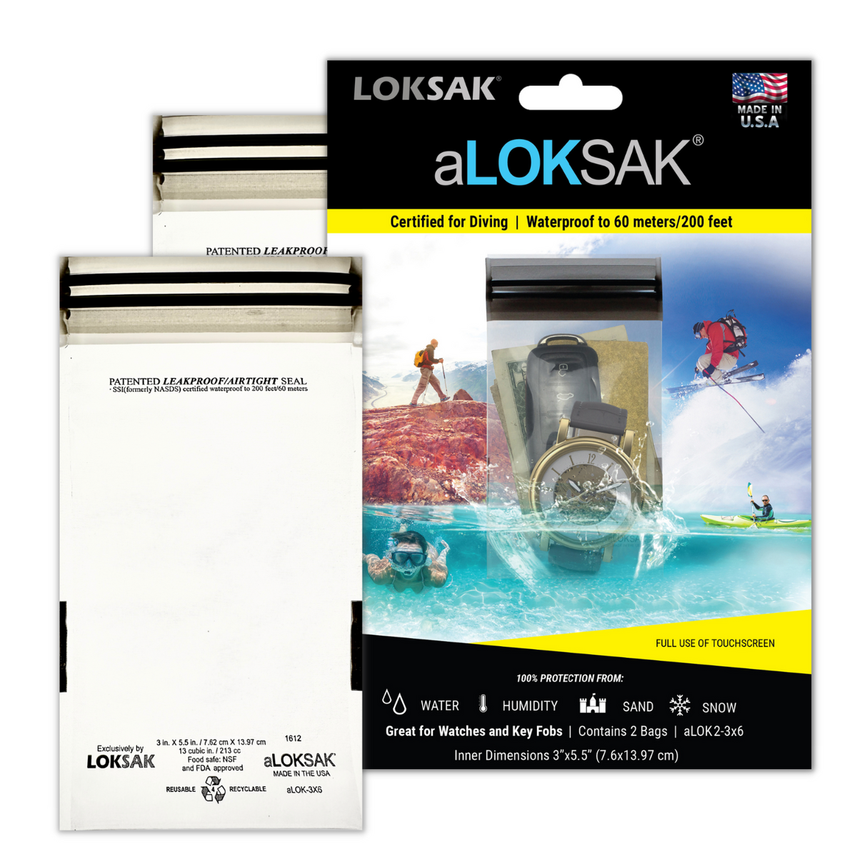 Loksak Aloksak 3x6 Inch Waterproof Storage Bag - 2 Pack