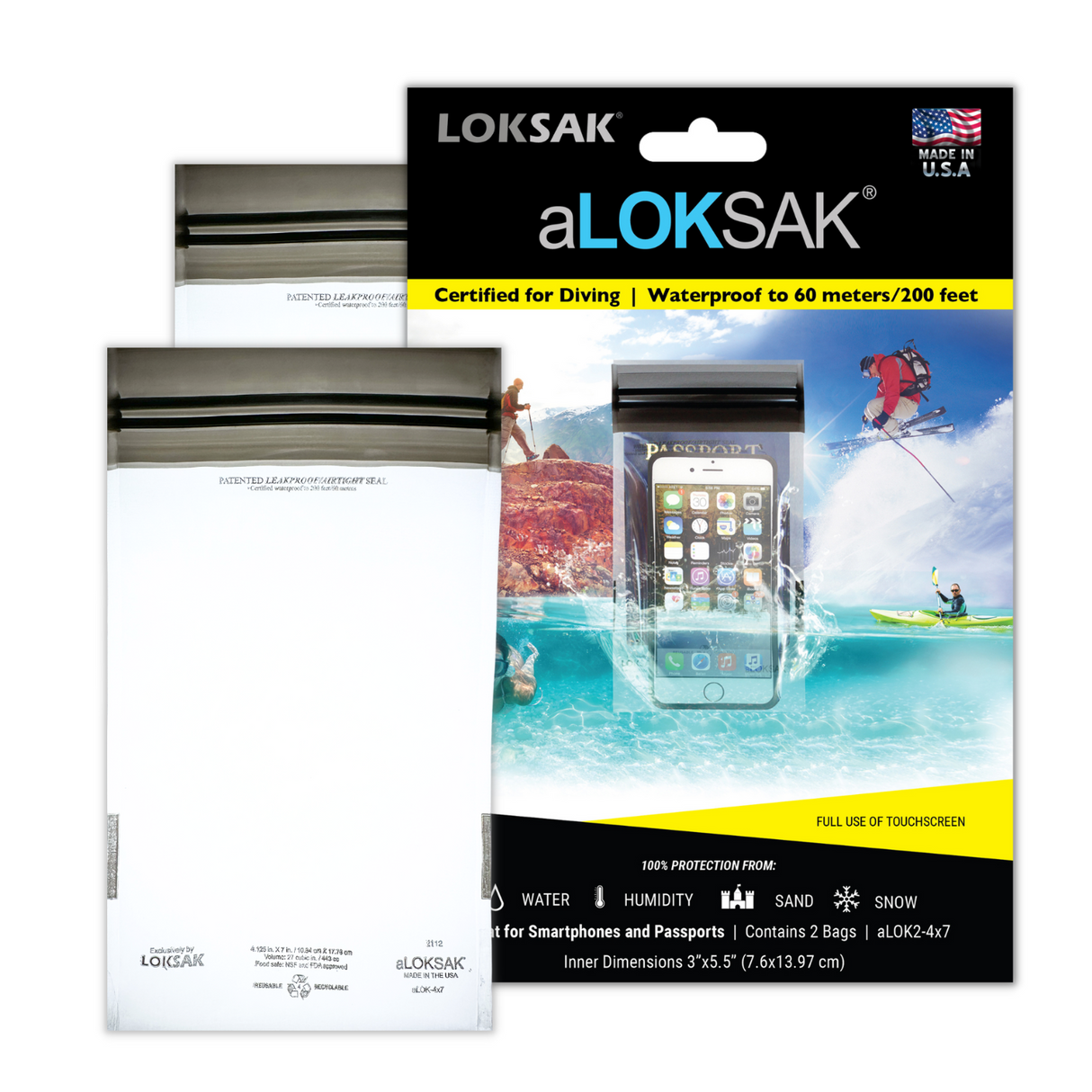 Loksak Aloksak 4x7 Inch Waterproof Storage Bag - 2 Pack