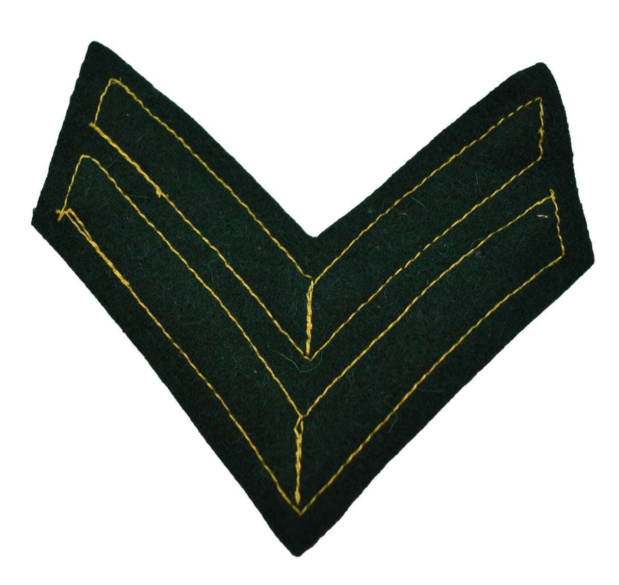 British Military 2 Bar Corporal Chevron Gold On Green Badge