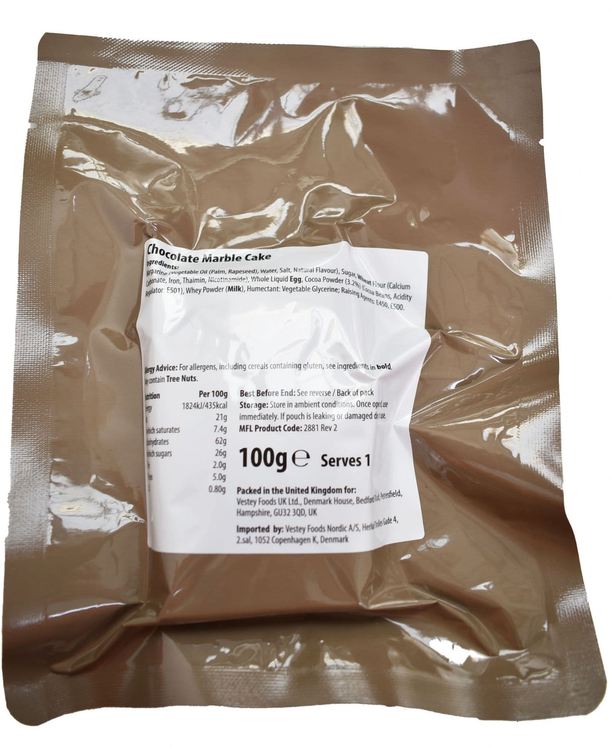 British Military Ration Main Meal Pouch - Chocolate Marble Cake 100g