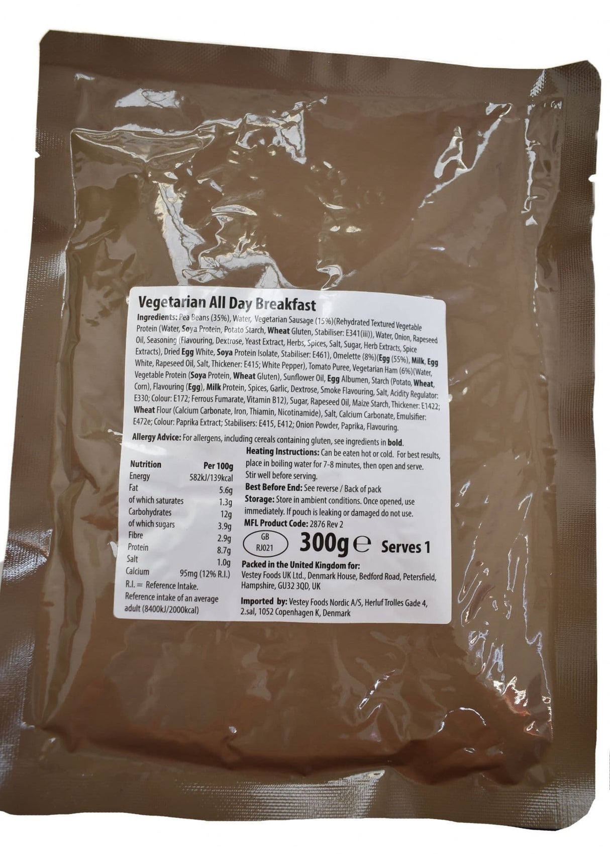 British Military Ration Main Meal Pouch - Vegetarian All Day Breakfast 300g