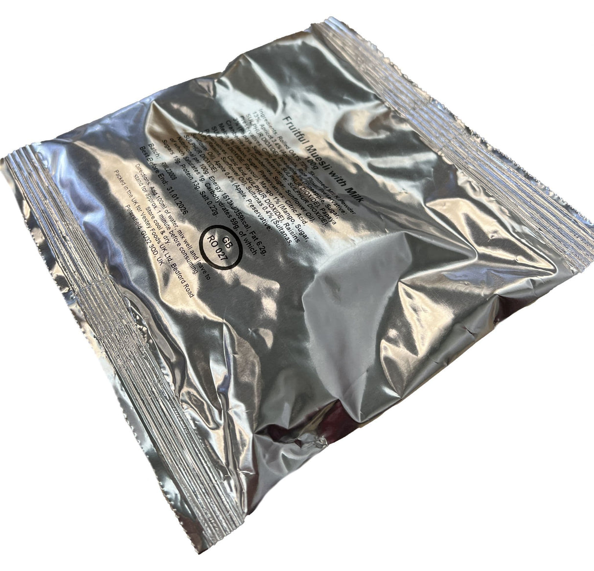 British Military Ration Meal Breakfast Pouch - Fruitful Muesli With Milk 100g