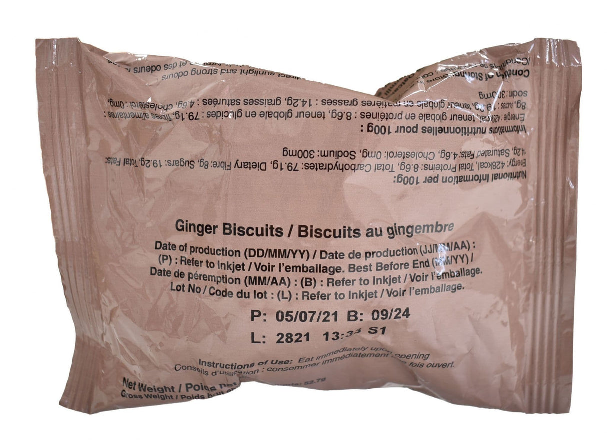 British Military Ration Pack Accessory - Ginger Biscuits 50g