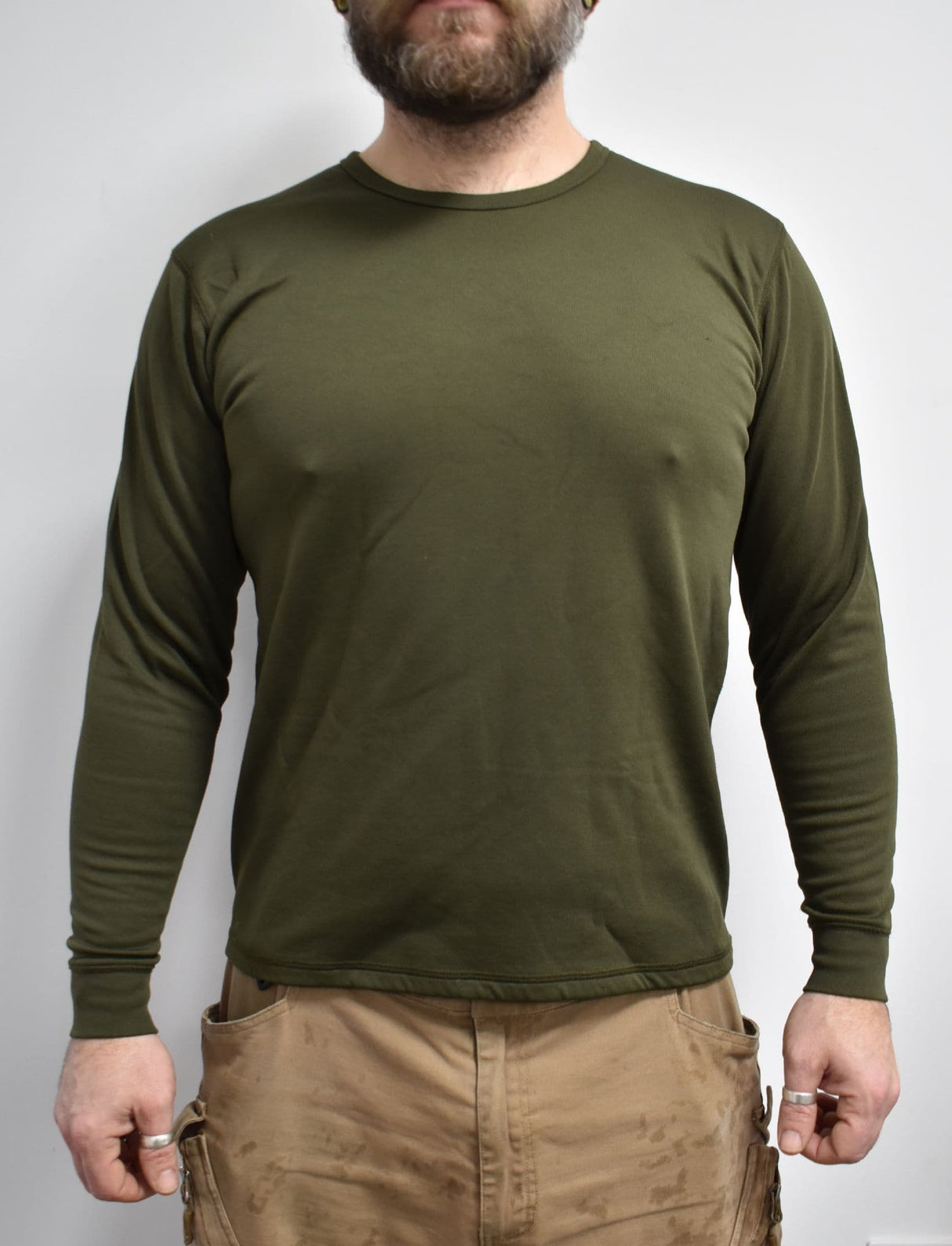 British Military Surplus Green Olive Thermal Long Sleeve Shirt