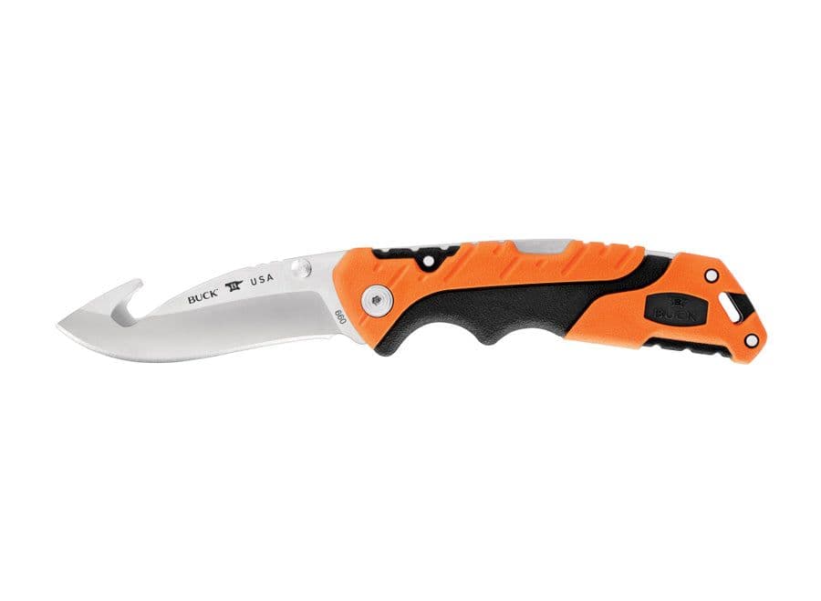 Buck 660 Large Folding Pursuit Guthook Folding Lock Knife - Orange/Black Pro