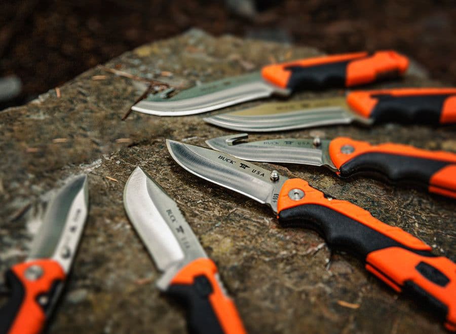 Buck 660 Large Folding Pursuit Guthook Folding Lock Knife - Orange/Black Pro