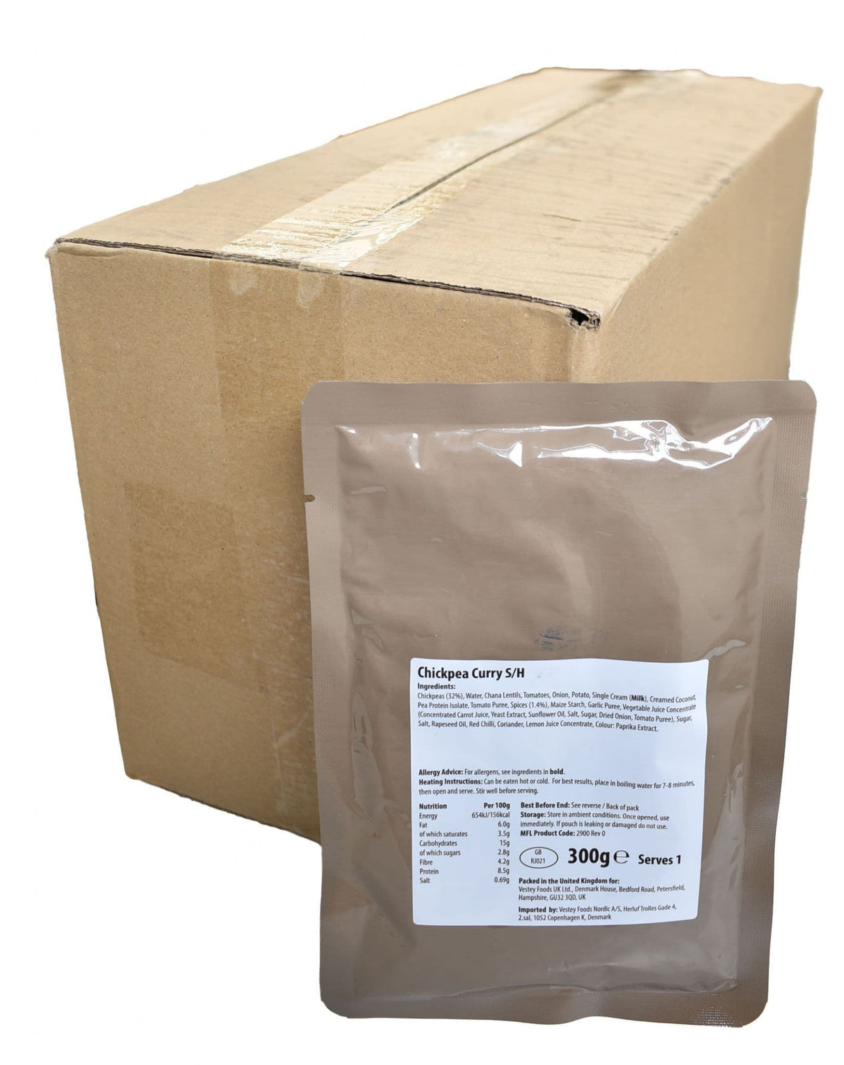 BULK BUY - British Military Ration Main Meal Pouch - Chickpea Curry 300g x 20