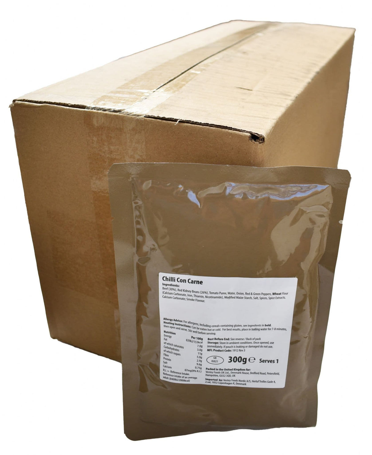 BULK BUY - British Military Ration Main Meal Pouch - Chilli Con Carne 300g x 20