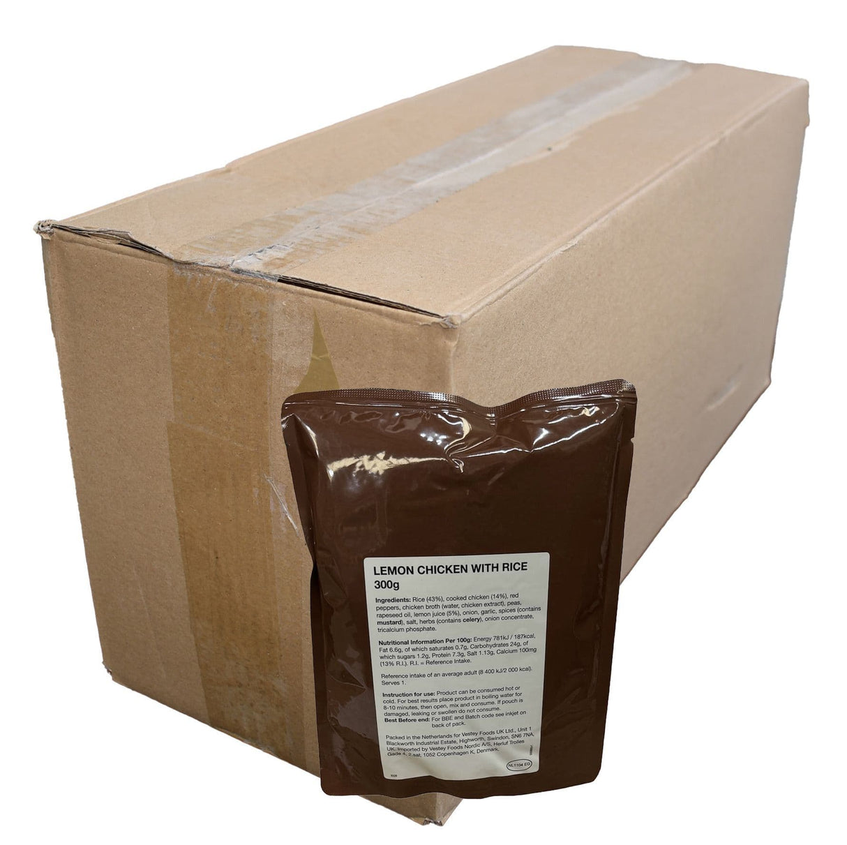 BULK BUY - British Military Ration Main Meal Pouch - Lemon Chicken With Rice 300g x 20