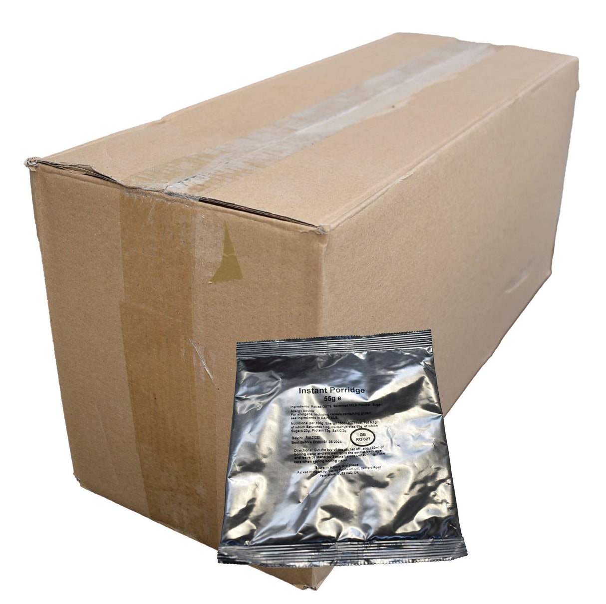 BULK BUY - British Military Ration Pack Meal Pouch Instant Breakfast Porridge 55g x 50