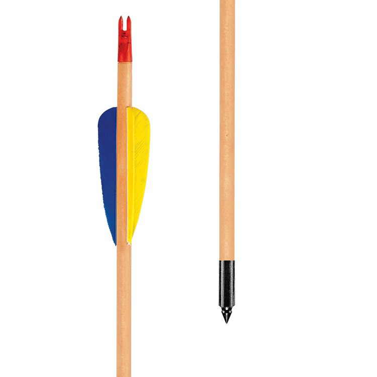 EK Archery Black Point Natural Wooden Feather Arrows 32" - Pack Of 3