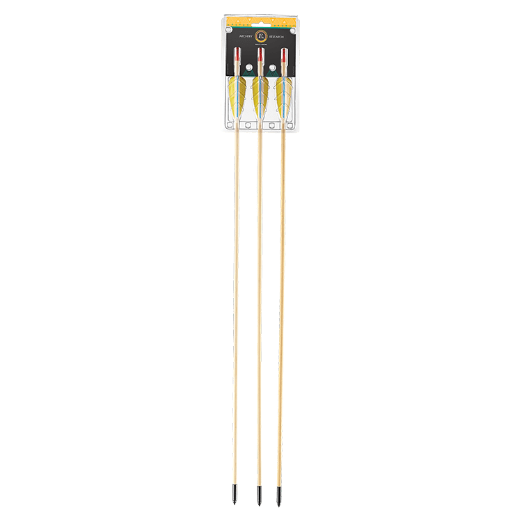 EK Archery Natural Wooden Feather Arrows 28" - Pack of 3