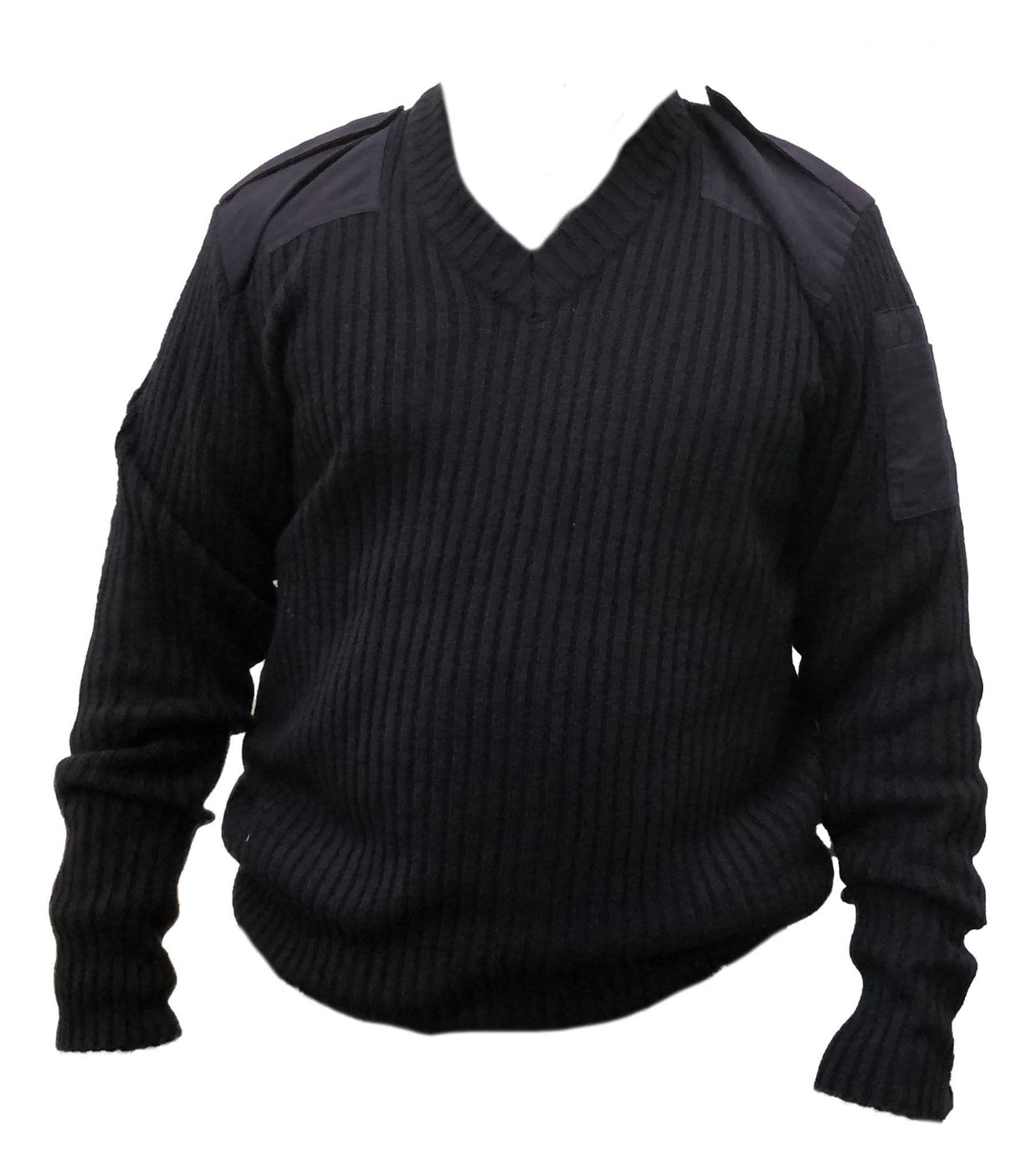 Ex Military Wool Pullover V-Neck Sweatshirt Jumper - Blue