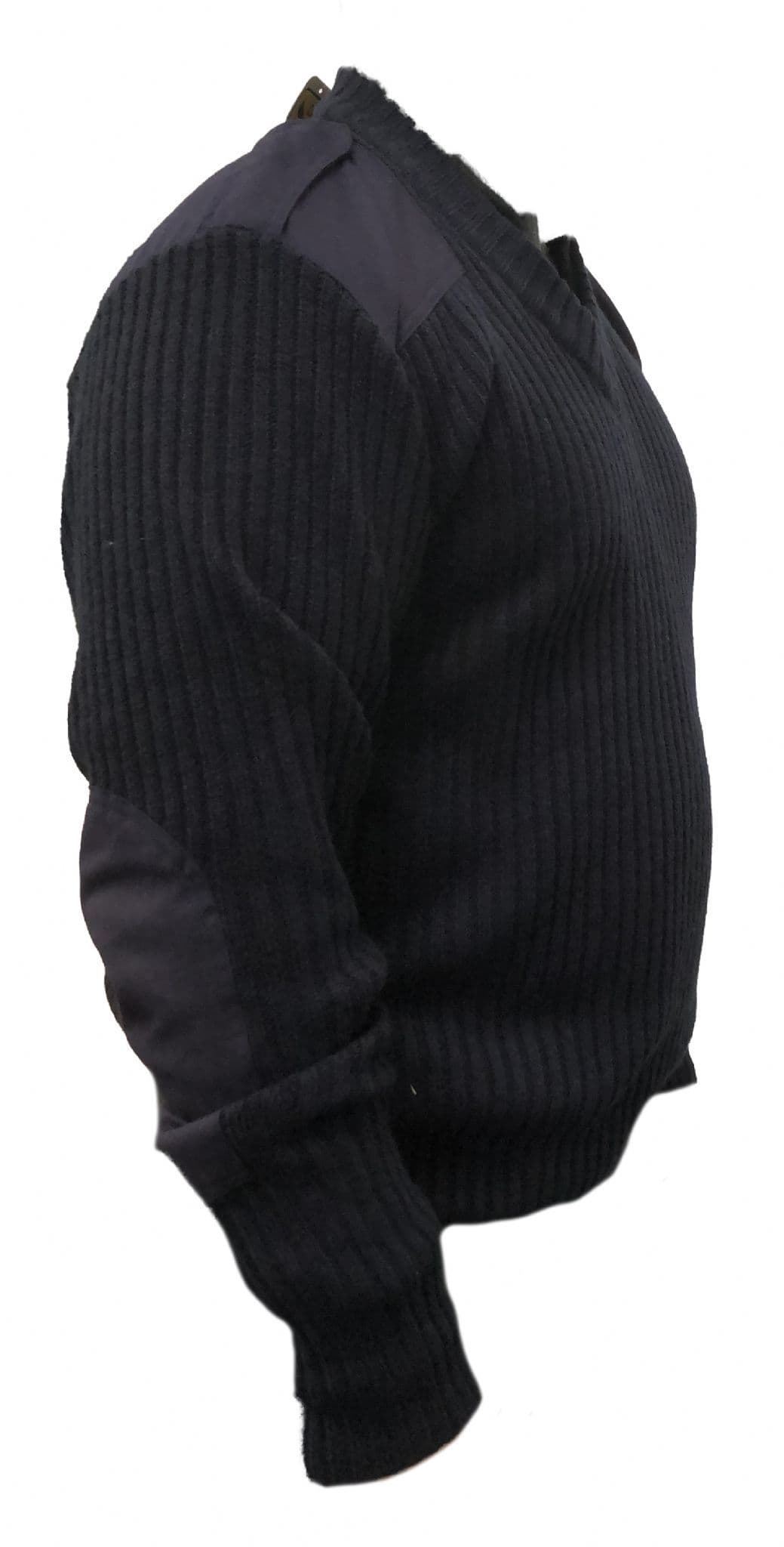 Ex Military Wool Pullover V-Neck Sweatshirt Jumper - Blue