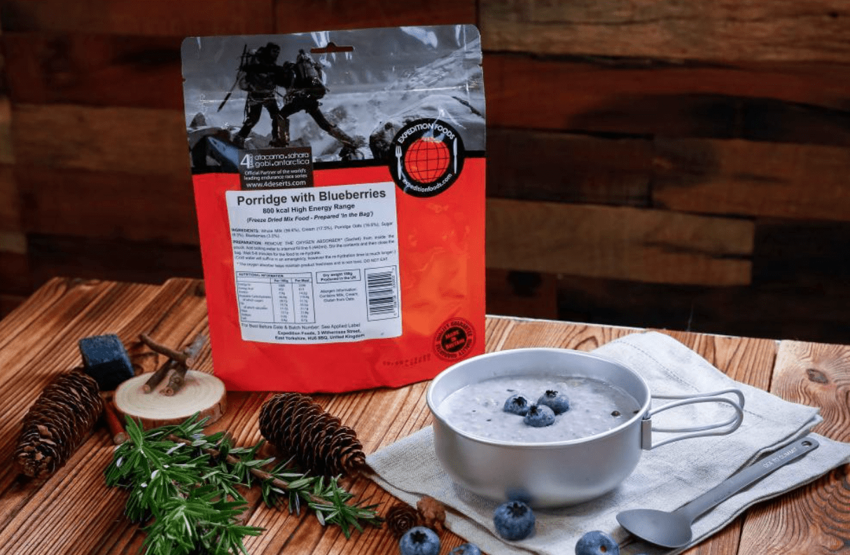 Expedition Foods Freeze Dried Meal Pouch - Breakfast Porridge With Blueberries - Various Sizes