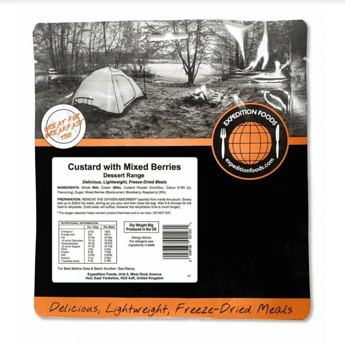 Expedition Foods Freeze Dried Meal Pouch - Custard With Mixed Berries Dessert