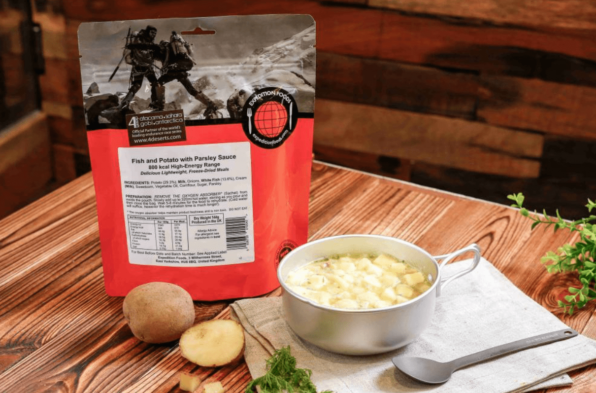 Expedition Foods Freeze Dried Meal Pouch - Fish And Potato With Parsley Sauce - Various Sizes