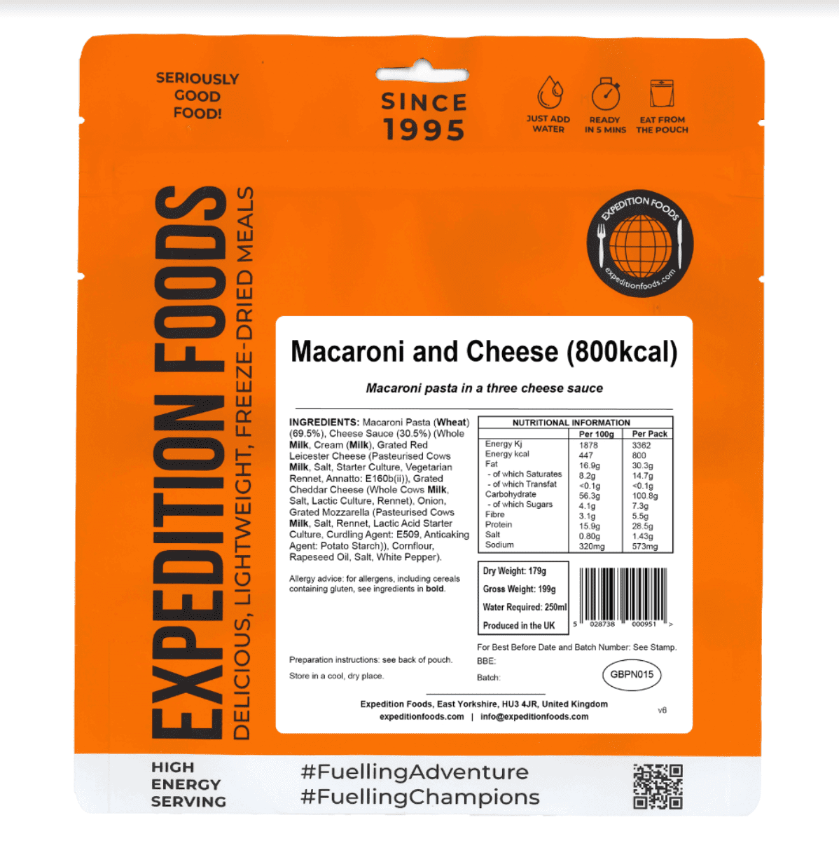 Expedition Foods Freeze Dried Meal Pouch - Macaroni And Cheese - Various Sizes