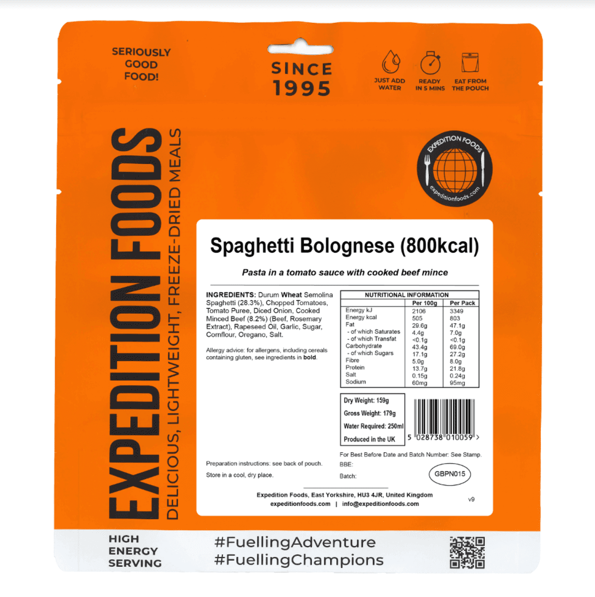 Expedition Foods Freeze Dried Meal Pouch - Spaghetti Bolognese - Various Sizes