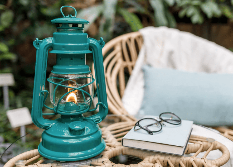 Feuerhand Baby Special 276 Hurricane Lantern - Teal Blue