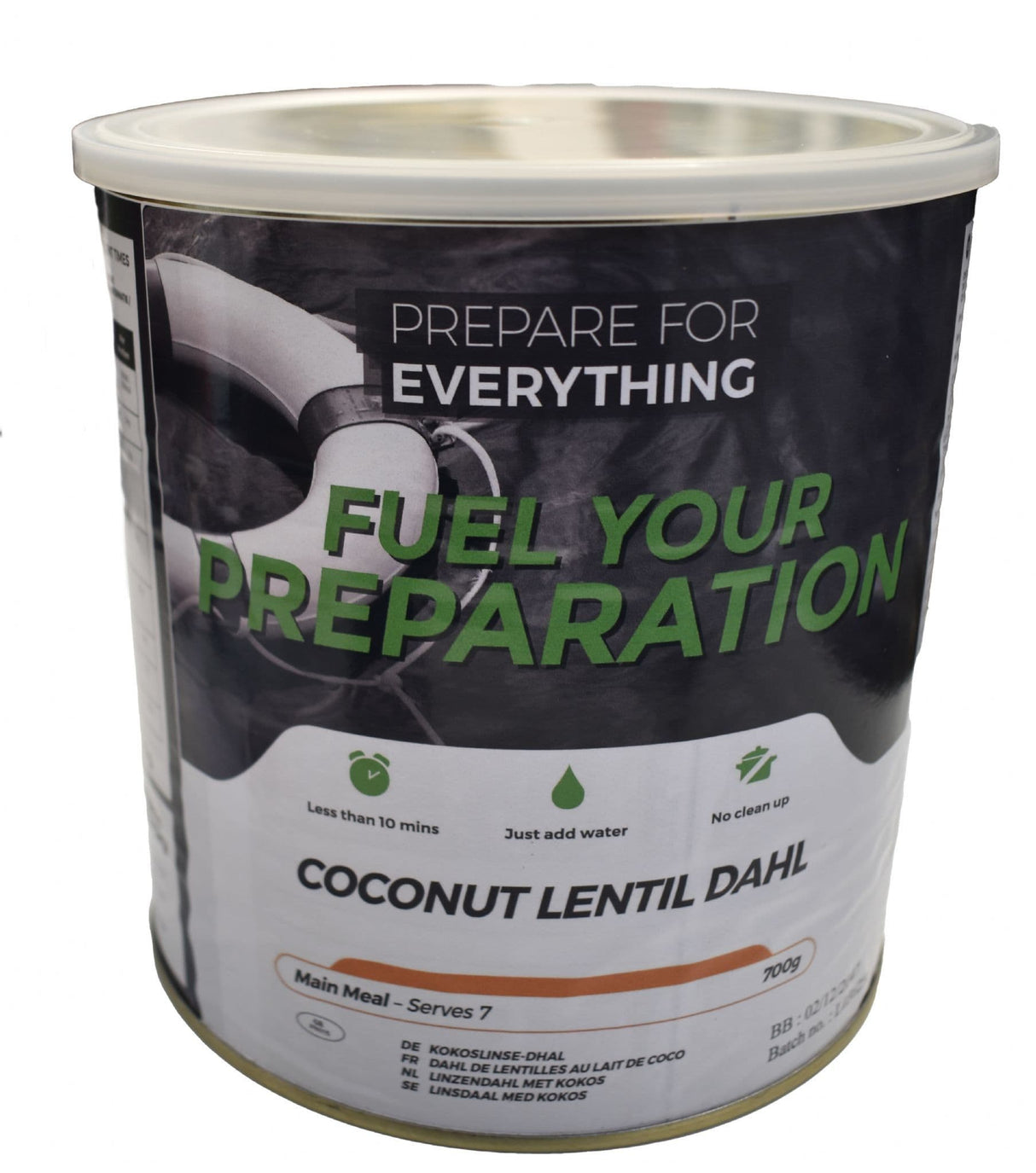 Fuel Your Preparation Freeze Dried Food Ration Meal Tin - Vegan Coconut Lentil Dahl
