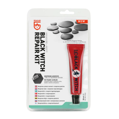 Gear Aid Black Witch Neoprene Repair Kit with Aquasure Adhesive and Pre-Cut Patches