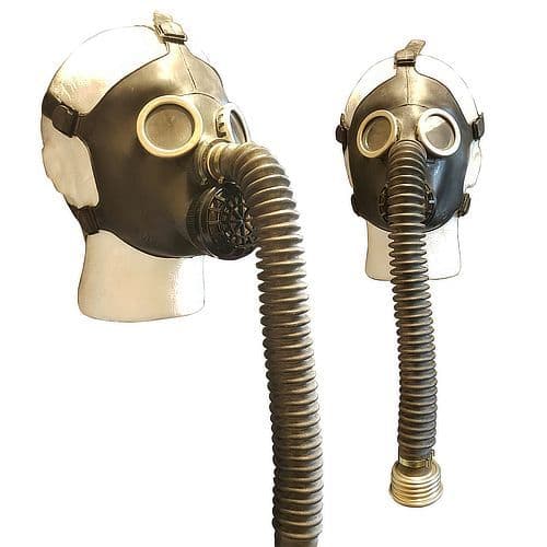 Kids black soviet russian gas mask & bag