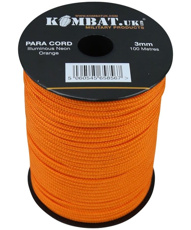 Kombat UK PARACORD 100M Reel - Neon Orange