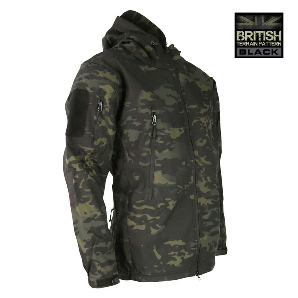 Kombat UK Patriot Tactical Soft Shell Jacket in BTP Black Camo