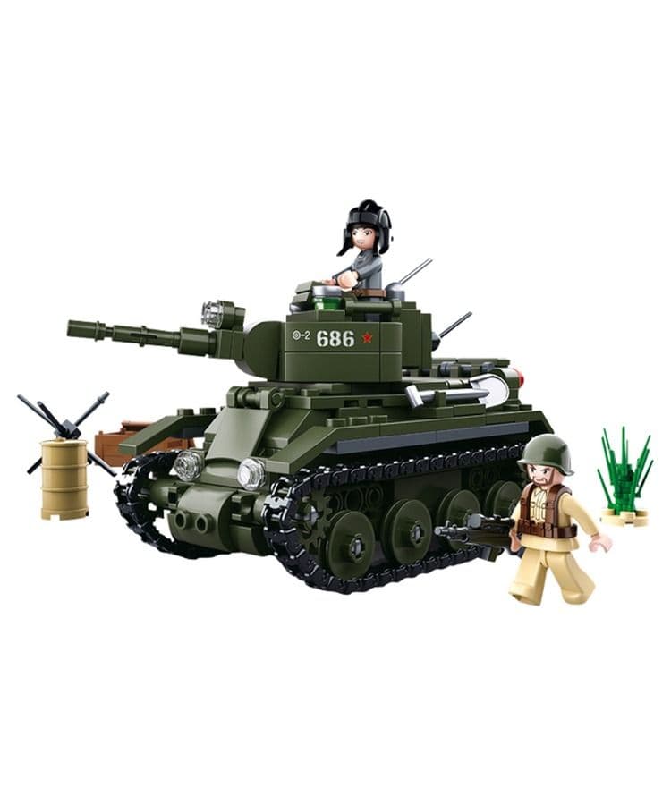 Kombat UK Sluban WWII Allied Light Cavalry Tank Model Building Blocks Set - B0686