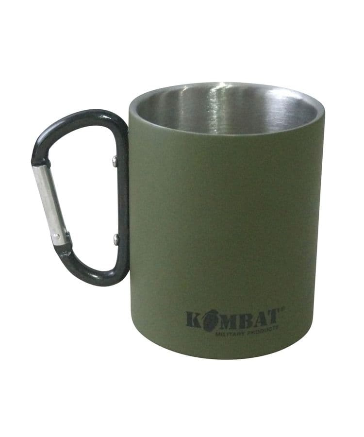 Kombat UK Stainless Steel Carabiner Mug - Olive Green