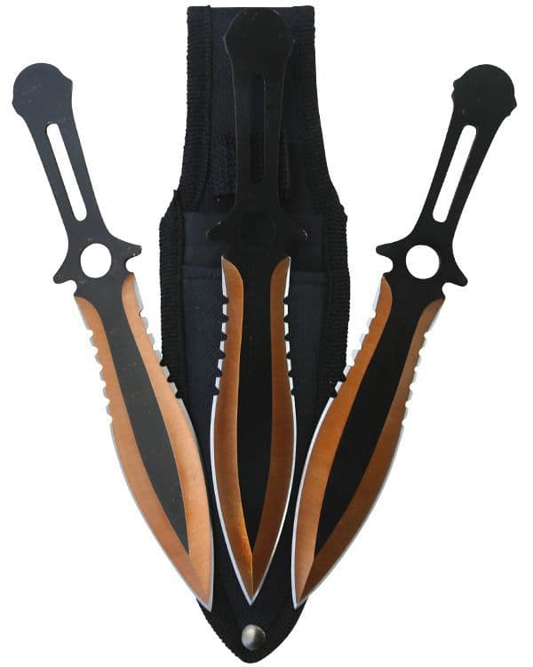 Kombat UK Triple Orange Throwing Knife Set