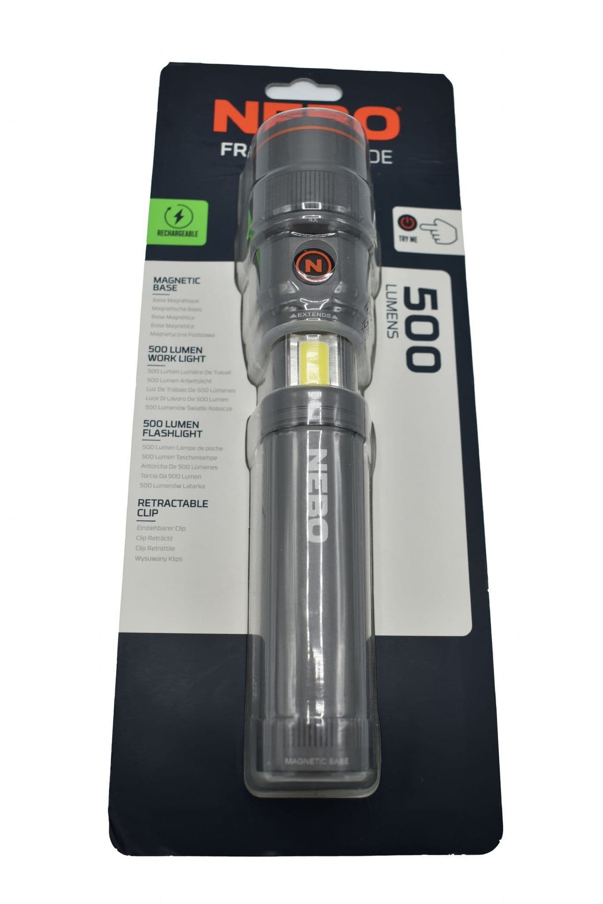 Nebo Franklin Slide Rechargeable 500 Lumen Dual Flashlight and Work Light