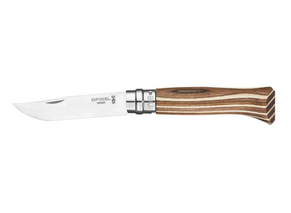 Opinel N°08 Laminated Birch Knife - Brown