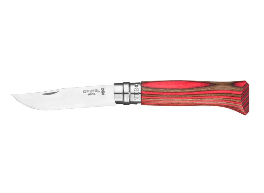 Opinel N°08 Laminated Birch Knife - Red