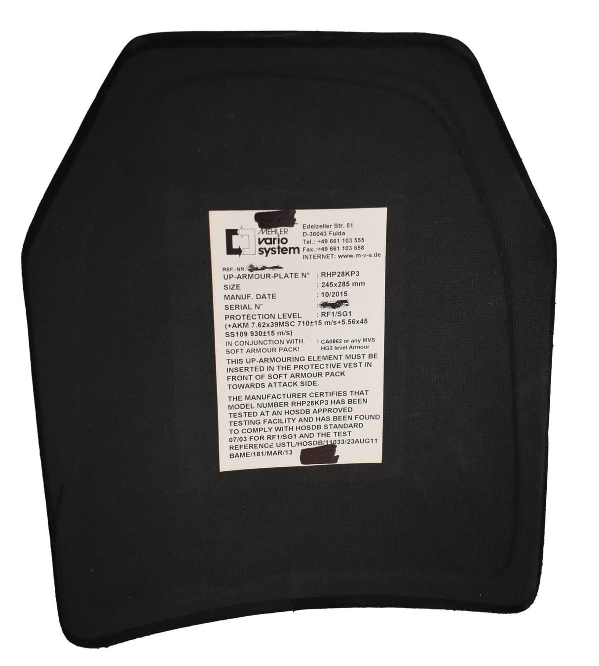 Police/ Special forces Level 3 Ballistic Bullet Proof Body Armour Plates