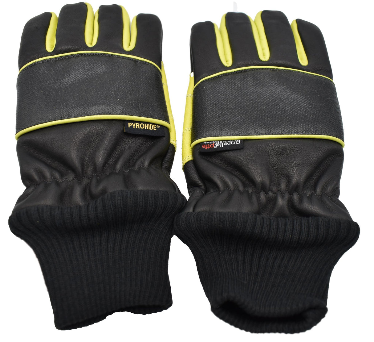 Pyrohde/Porelle Fire Fighters Gloves- Black and Lime
