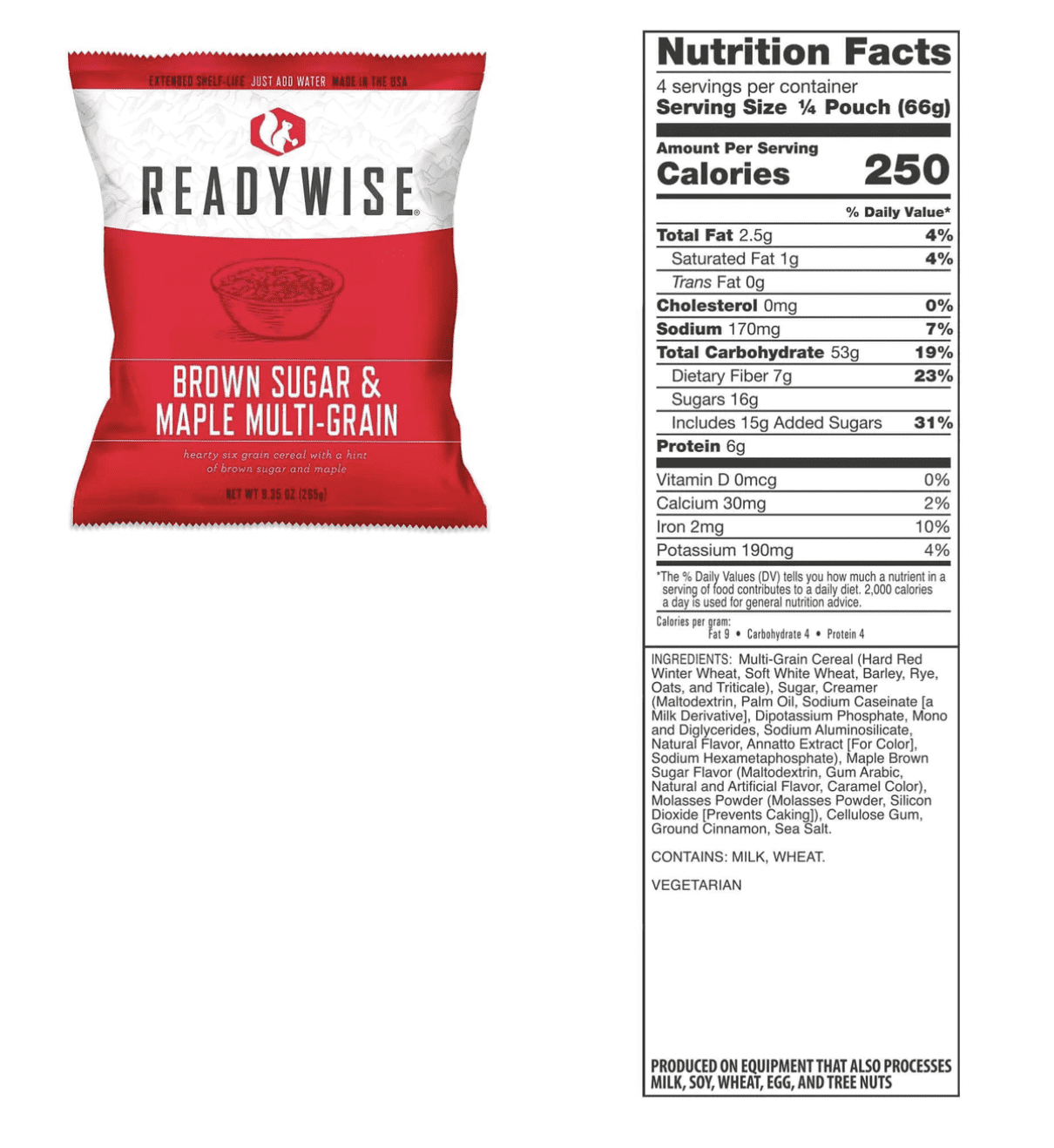 ReadyWise 120 Serving Breakfast Freeze Dried Vegetarian Meals