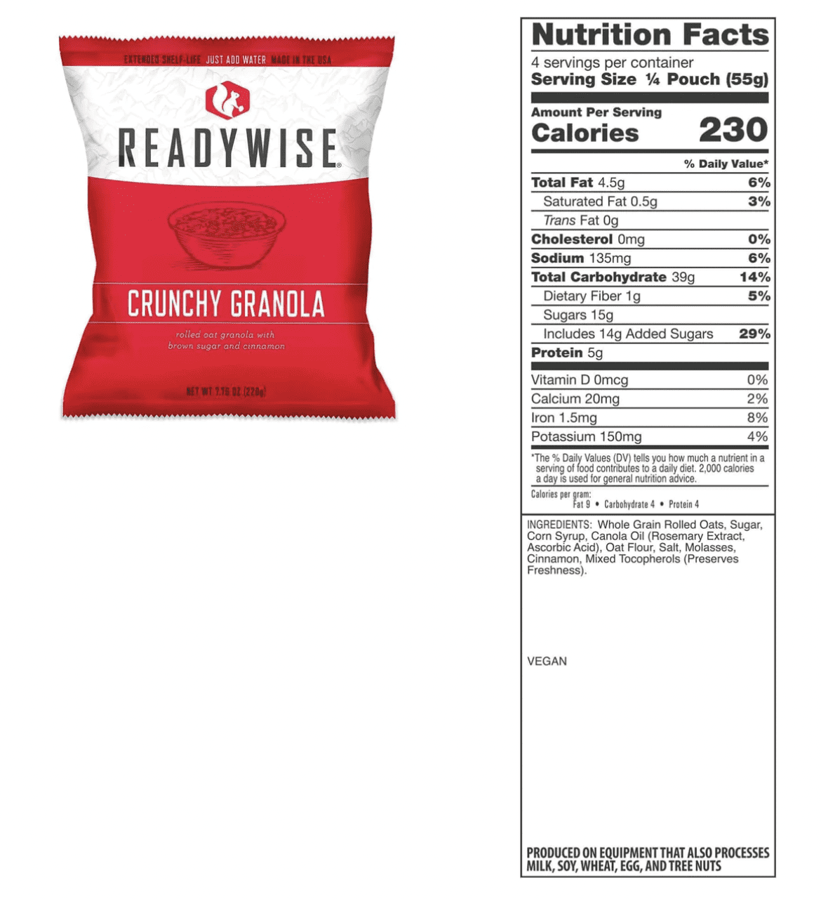 ReadyWise 120 Serving Breakfast Freeze Dried Vegetarian Meals